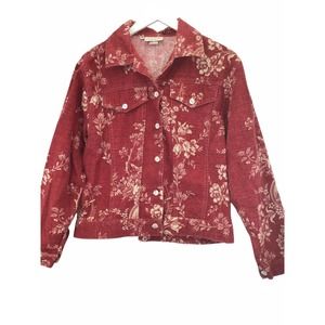 Monterey Bay Clothing Company Floral Jacket Size Medium Red white